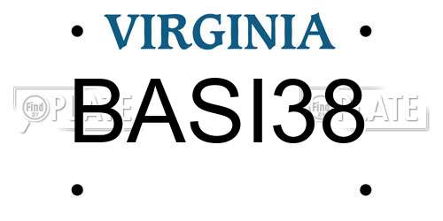 BASI38 Virginia License Plate