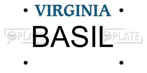 BASIL Virginia License Plate