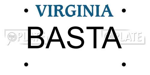 BASTA Virginia License Plate