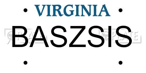 BASZSIS Virginia License Plate