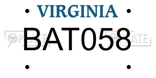 BAT058 Virginia License Plate