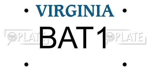 BAT1 Virginia License Plate
