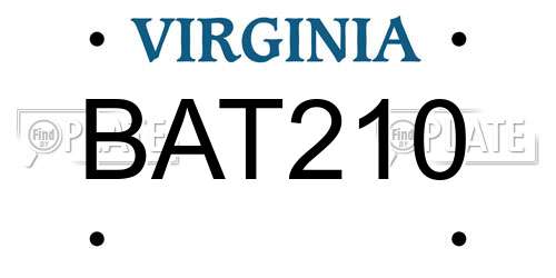 BAT210 Virginia License Plate