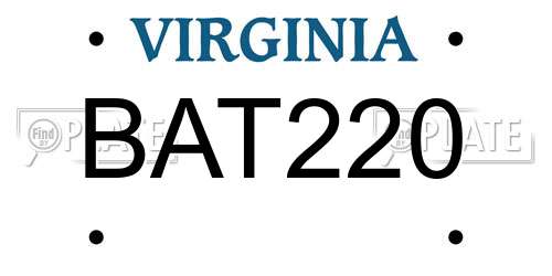BAT220 Virginia License Plate