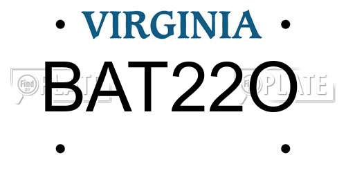 BAT22O Virginia License Plate