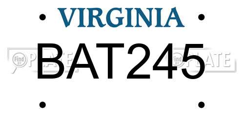 BAT245 Virginia License Plate
