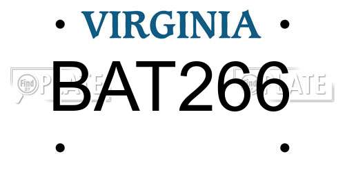 BAT266 Virginia License Plate