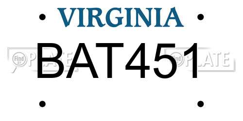 BAT451 Virginia License Plate