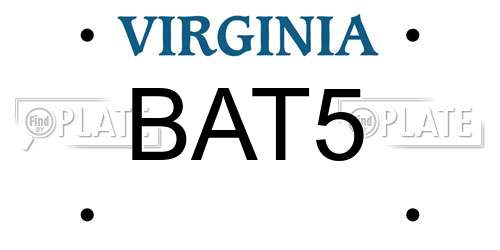 BAT5 Virginia License Plate