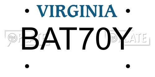 BAT70Y Virginia License Plate