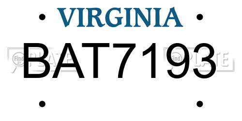 BAT7193 Virginia License Plate