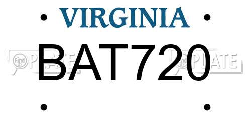 BAT720 Virginia License Plate