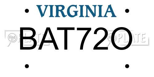 BAT72O Virginia License Plate