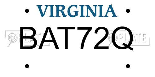 BAT72Q Virginia License Plate