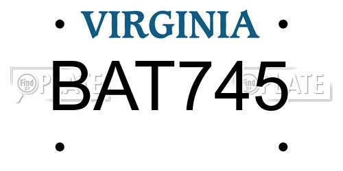 BAT745 Virginia License Plate