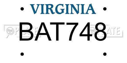 BAT748 Virginia License Plate