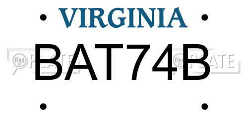 BAT74B Virginia License Plate