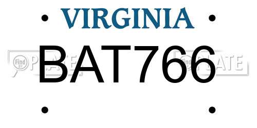BAT766 Virginia License Plate