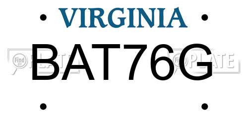 BAT76G Virginia License Plate