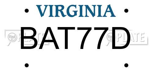 BAT77D Virginia License Plate