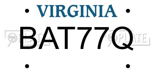 BAT77Q Virginia License Plate