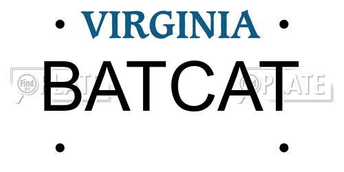 BATCAT Virginia License Plate