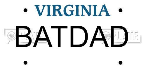 BATDAD Virginia License Plate