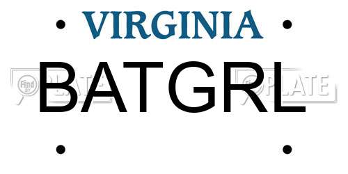BATGRL Virginia License Plate