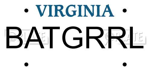BATGRRL Virginia License Plate