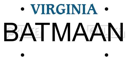 BATMAAN Virginia License Plate