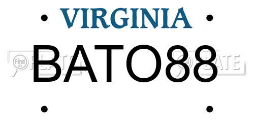 BATO88 Virginia License Plate