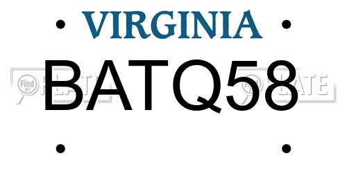 BATQ58 Virginia License Plate
