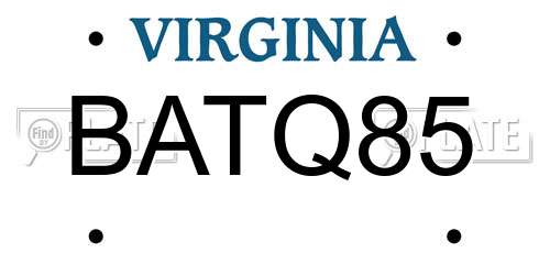 BATQ85 Virginia License Plate