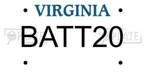 BATT20 Virginia License Plate