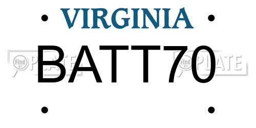 BATT70 Virginia License Plate
