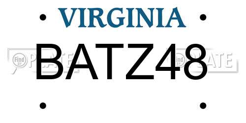 BATZ48 Virginia License Plate