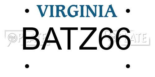 BATZ66 Virginia License Plate