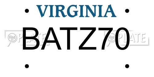 BATZ70 Virginia License Plate