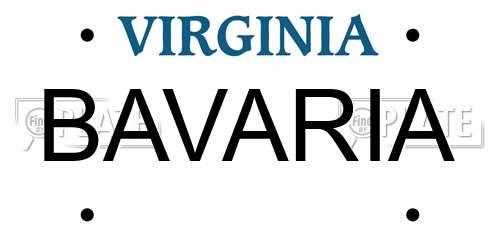 BAVARIA Virginia License Plate