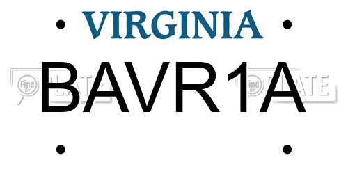 BAVR1A Virginia License Plate