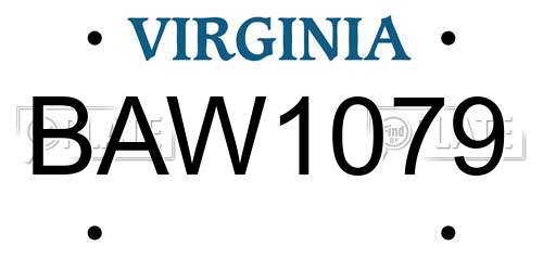 BAW1079 Virginia License Plate