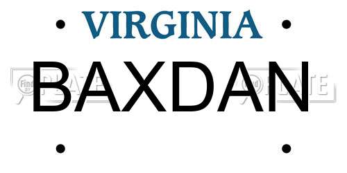 BAXDAN Virginia License Plate