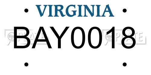BAY0018 Virginia License Plate