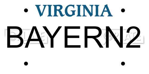 BAYERN2 Virginia License Plate