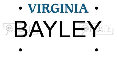 BAYLEY Virginia License Plate