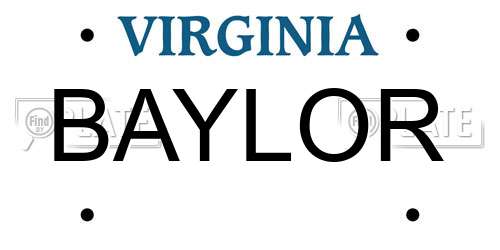 BAYLOR Virginia License Plate