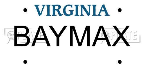 BAYMAX Virginia License Plate