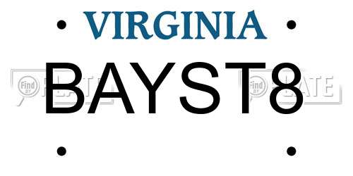 BAYST8 Virginia License Plate