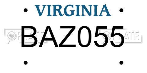 BAZ055 Virginia License Plate