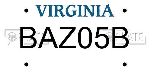 BAZ05B Virginia License Plate
